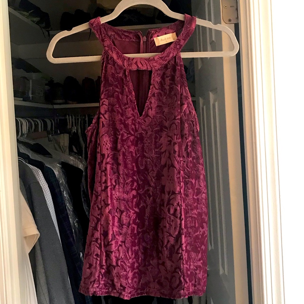 Altar’d State Maroon Velvet Halter Tank